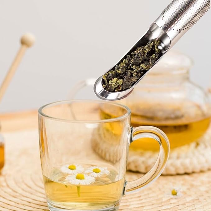 New Upgraded Stainless Steel Tea Diffuser with Hook Handle - Fine Hole Diffuser for Bulk Tea and Coffee (5PCS)