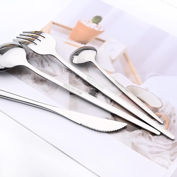 40 Pcs Mirror Polish Silverware Set, Large Set 18/10 Stainless Steel Flatware Cutlery Set For Home Daily Use/Wedding Party/Restaurant, Utensils Set Service For 10 (Silver)