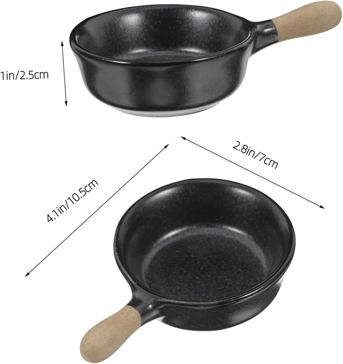 VOSAREA Porcelain Dipping Dish with Ergonomic Handle Ceramic Sauce Bowl for Sushi Condiments Appetizer Plate Black Seasoning Cup for Dining and Parties