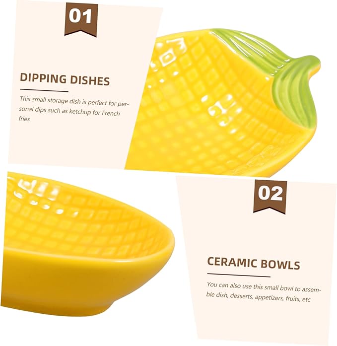 Ceramic Corn Dipping Dish for Sauces and Seasonings Creative Appetizer Plate for Family Gatherings Parties and Restaurants Unique Food Serving Plate