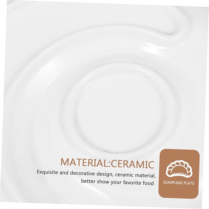 Alipis Divided Ceramic Dumpling Plate with Sauce Dish Elegant Shell-shaped Food Tray for Sushi Appetizers and Snacks for Home and Restaurant Use