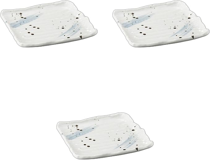 Set of 3 Cool Breeze Square Plates 8.7 x 0.8 inches (22 x 2 cm) | Square Plates, Ceramic, Setomonohonpo