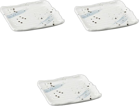 Set of 3 Cool Breeze Square Plates 8.7 x 0.8 inches (22 x 2 cm) | Square Plates, Ceramic, Setomonohonpo