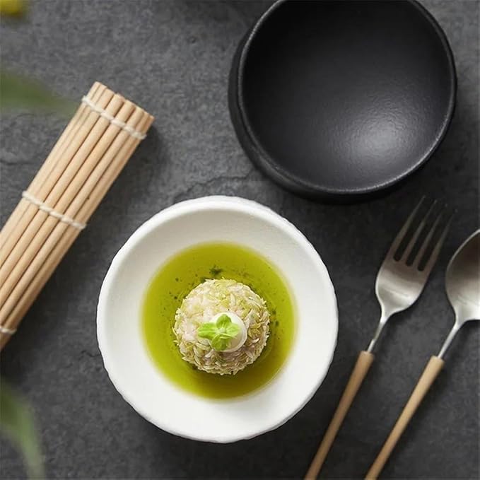 Appetizer Plates Retro Ceramic Cylindrical Dessert Plate Sushi Plate Appetizer Plate Restaurant for Condiment(Black)