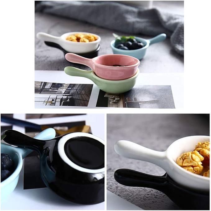 Ceramic Sauce Dish with Handle Seasoning Dish Sushi Soy Dipping Bowl Appetizer Plates for Wedding Home Party 40ML-Pink
