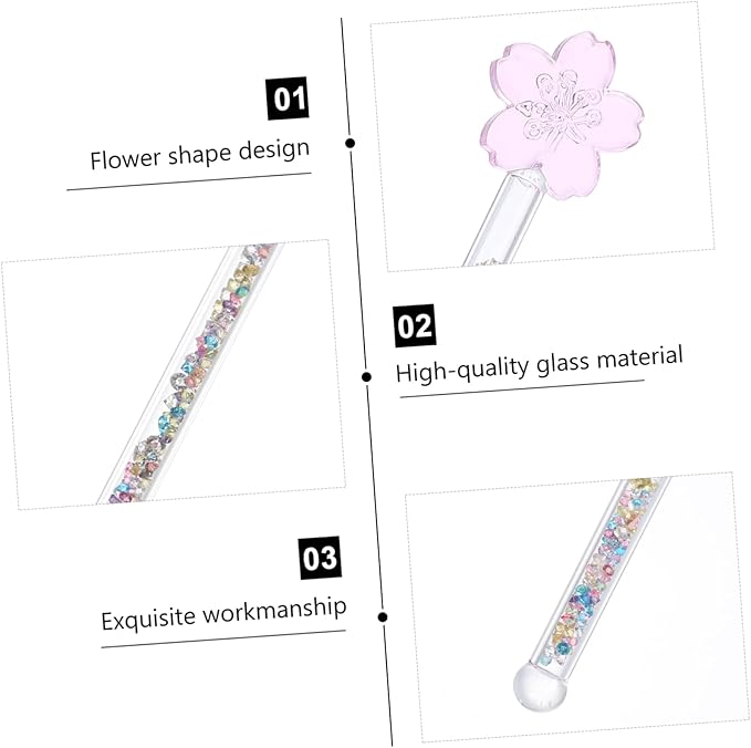 1pc Flower Design Glass Stirring Rod Heat Resistant Mixing Stick for Coffee Milk and Cocktails Elegant Kitchen Tool for Home and Bar Use