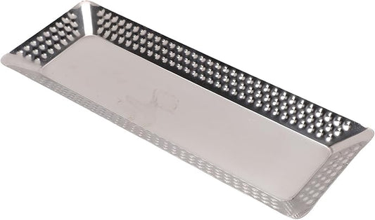 Stainless Steel Rectangular Serving Tray, Multipurpose Silver Decorative Platters, 9.8 x 4.3 x 0.6 Inch for Vanity Platter Kitchen Bathroom Counter Storage Counter Organizer