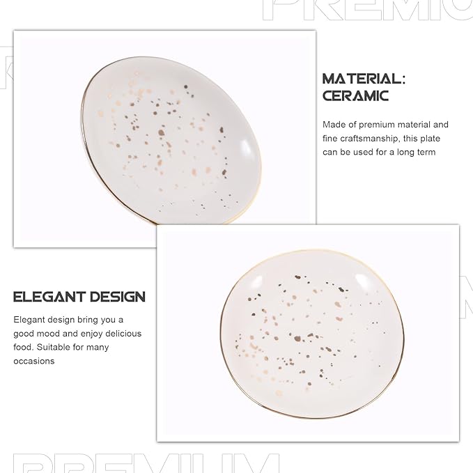 VALICLUD Ceramic round Plate Nordic Style Speckled Irregular Design Steak Plate Sandwich Food Dish for Household Dessert Serving