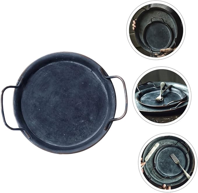 PRETYZOOM 1Pc Vintage Iron Art Storage Plate Retro Jewelry Display Tray Shape Home Serving Tray Easy to Clean for Desserts Fruits and