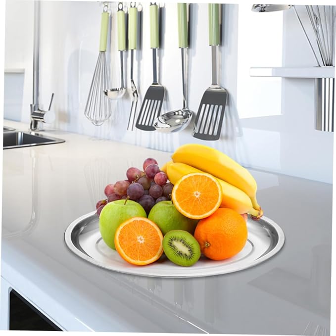 Stainless Steel Oval Serving Plate Food Tray for Steaming Fish Entrees Elegant Design for Home Restaurant and Parties for Fruits Desserts