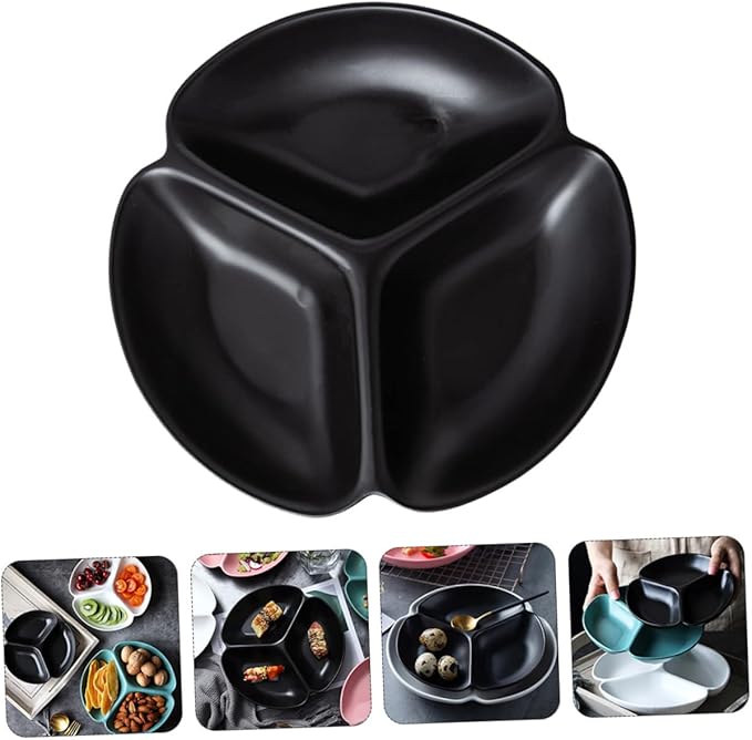 PRETYZOOM Multifunctional Ceramic Plate Divided Trays for Snack Party Serving Trays