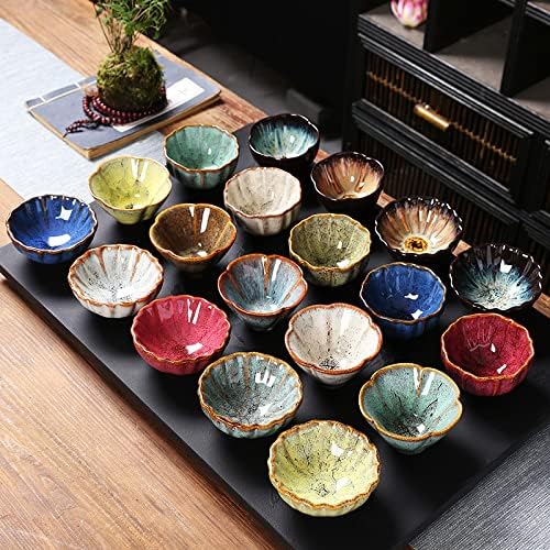123Arts 4pcs Ceramic Retro Kiln Change Appetizer Plates Seasoning Dishes Relish Dishes,4inches