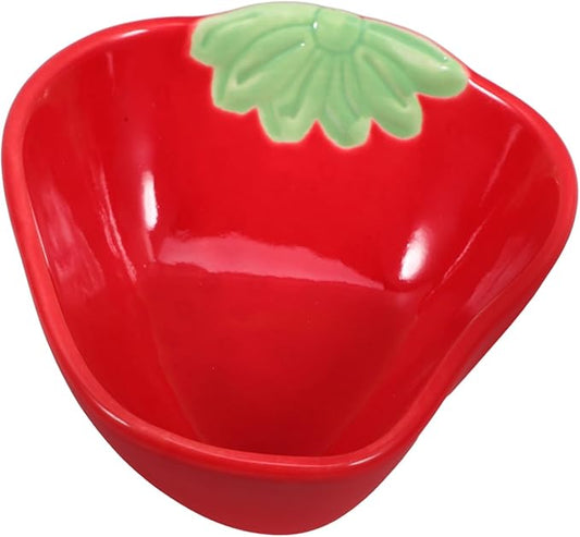 Alipis Strawberry-Shaped Ceramic Dipping Dish Small Sauce Plate for Seasoning Appetizers and Desserts Unique Kitchenware for Home Use