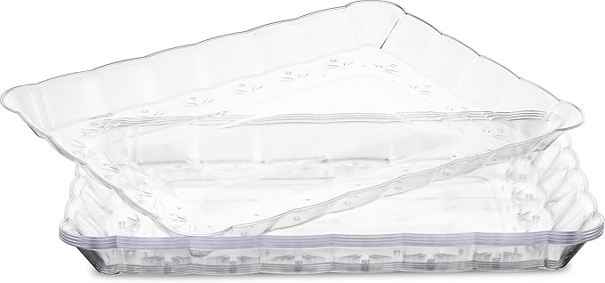 Plasticpro Plastic Serving Trays - Serving Platters Rectangle 9X13 Disposable Party Dish 8 Clear