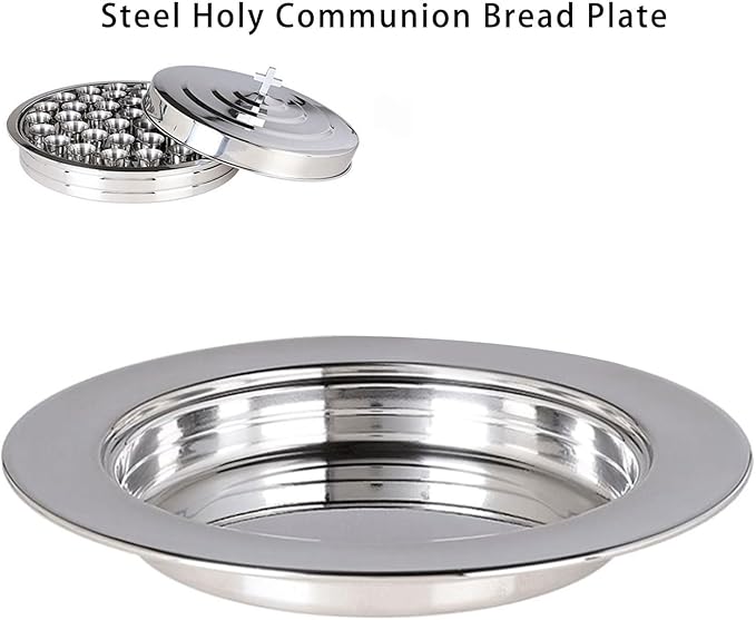 Stainless Steels Religious Serving Tray Silver Holy Plate for Sacramental Bread Event Supplies Communion Plate