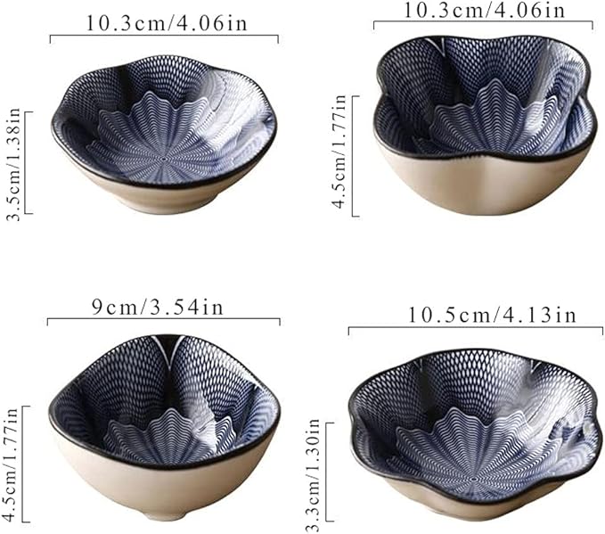 Salad plate Ceramic Sauce Dishes Set of 4 Japanese Style Sushi Dipping Bowls Appetizer Serving Dishes for Vinegar Soy Sauce Kitchen Snack Seasoning Dishes plat