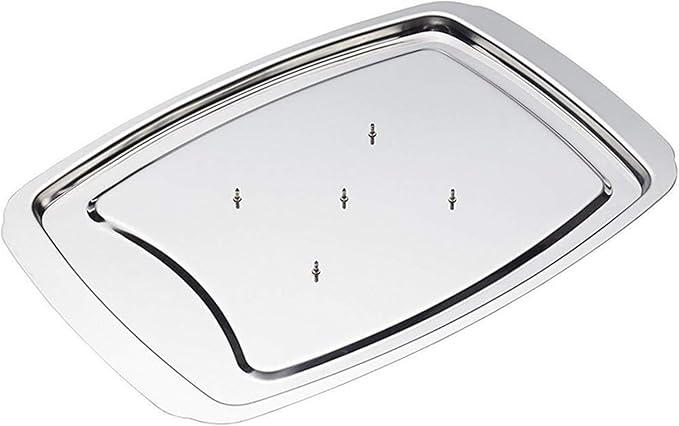 Gcroet Stainless Steel Carving Tray Spiked Meat Dish with Spiked Caps Polished Non-Slip Serving Tray Turkey Pan for Slicing, Cutting, Chopping..
