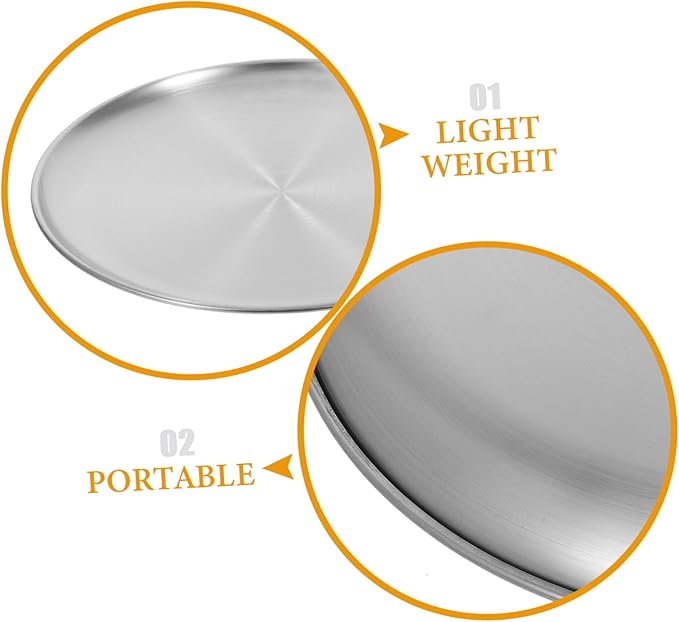 ABOOFAN 1pc Round Stainless Steel Serving Tray Food Platter for Fruits and Cakes Matte Finish for Home Restaurant and Party Use