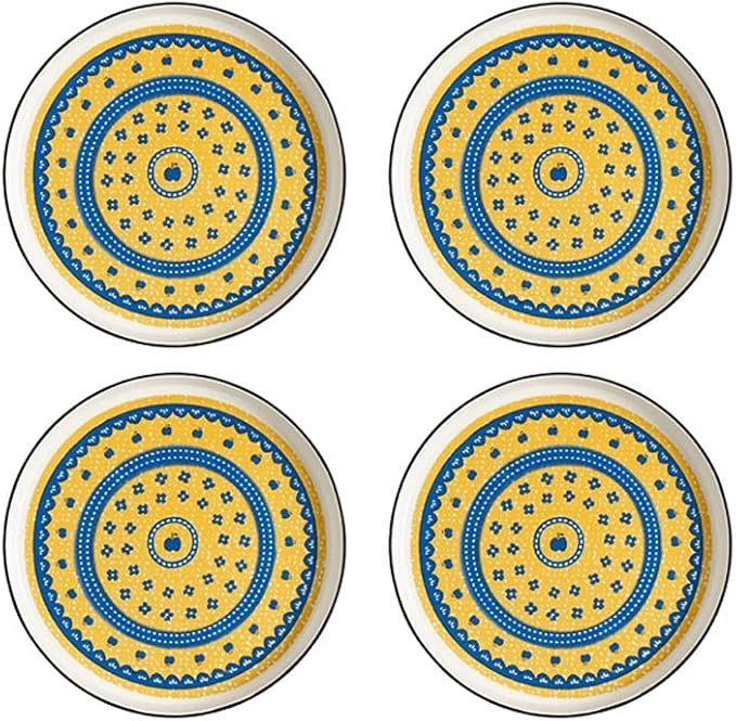 Appetizer Bowls Set of 4 Ceramic Sauce Dish Soy Sauce Dipping Plates Snack Sushi Fruit Appetizer Plates Side Dishes 4.33inches Salad Bowls (Color : Yellow)