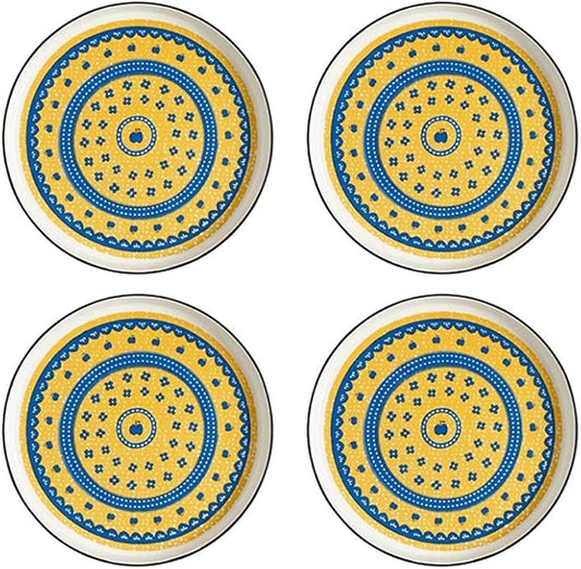 Appetizer Bowls Set of 4 Ceramic Sauce Dish Soy Sauce Dipping Plates Snack Sushi Fruit Appetizer Plates Side Dishes 4.33inches Salad Bowls (Color : Yellow)
