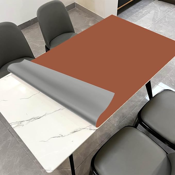 Leather Table Cover,1.8mm Thick,42x60 Inch Table Protector,Table Protector for Dining Room Table,Dining Table Cover,Table Cover Protector,Dining Room Table Protector Pad(Brown+Gray,42x60)