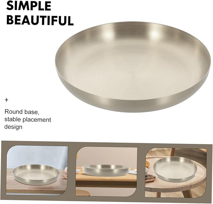 PRETYZOOM Stainless Steel Steak Plate Meat Platter Candy Tray Silver Serving Tray Set