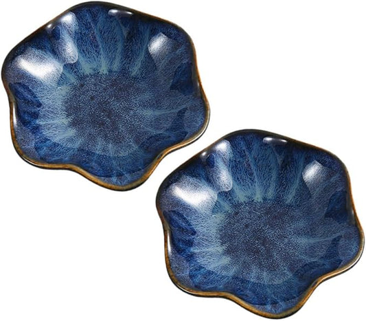 2pcs Sauce Dish Gradient Blue Appetizer Plates for Seasoning Condiments and Dipping for Home Restaurants Catering and Parties