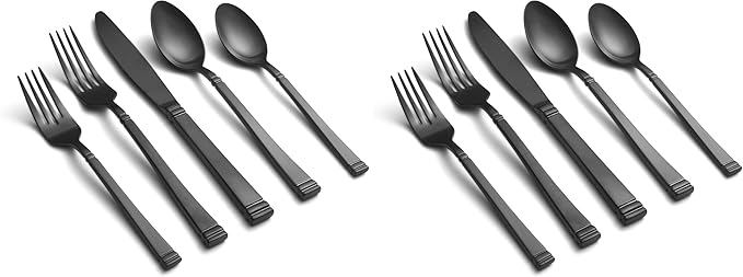 Cambridge Gunmetal Riley Piece Flatware Set, 20 Count (Pack of 2)
