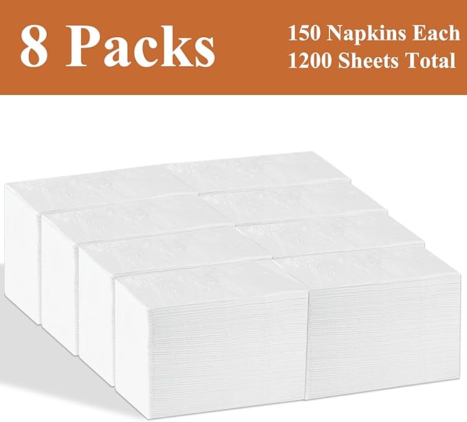 Disposable Napkins, 2-Ply 1200 Count Paper Dinner Napkins, White Napkins Bulk for Wedding Party Bathroom and Everyday Use (16.5” x 14.2”)