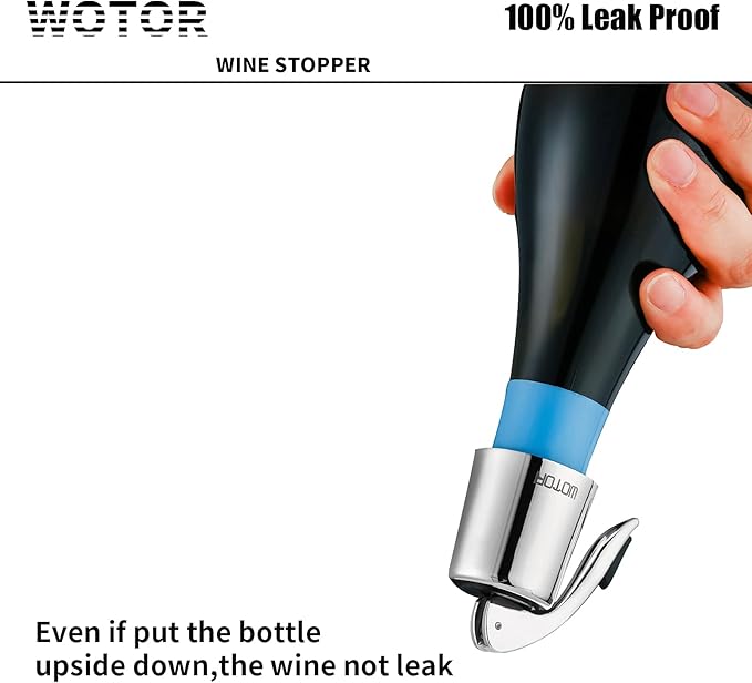 WOTOR Wine Stoppers Stainless Steel Wine Bottle stopper Plug with Silicone Reusable Wine Saver Leak proof Keep Fresh Silver 3 pack