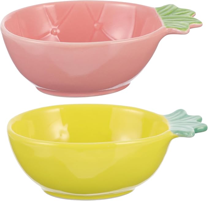 PRETYZOOM 2pcs Ceramic Pineapple Shape Seasoning Sauce Dish Creative Dip Plates for Condiments Appetizers and Home Entertaining Lightweight and Versatile Dishware Random Yellow Pink