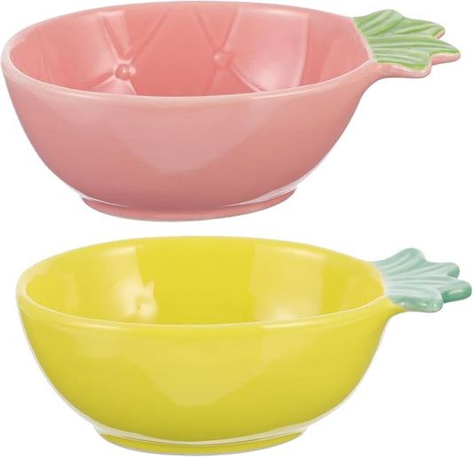 PRETYZOOM 2pcs Ceramic Pineapple Shape Seasoning Sauce Dish Creative Dip Plates for Condiments Appetizers and Home Entertaining Lightweight and Versatile Dishware Random Yellow Pink