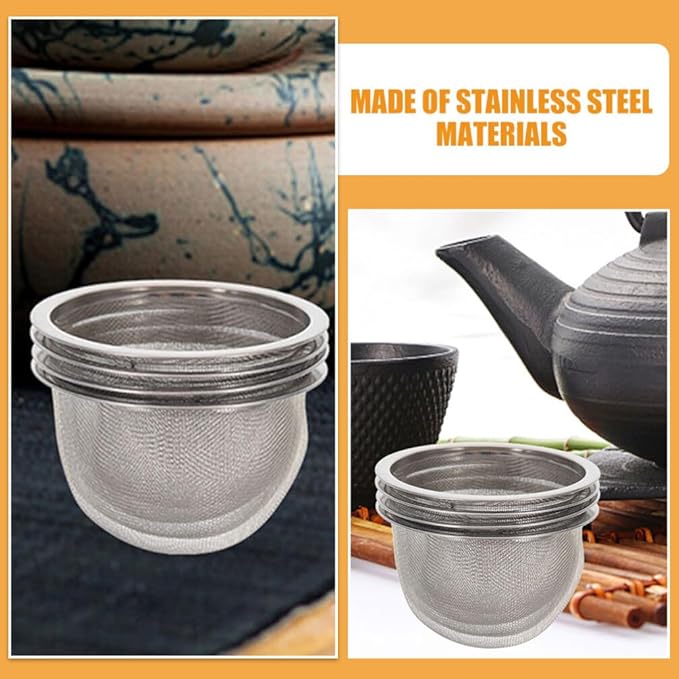 IMIKEYA 4pcs Stainless Steel Tea Filter Metal Teapot Replacement Mesh Strainer Insert Tea Infuser Cup For Coffee Tea Maker Coffee Brewers 8.5cm