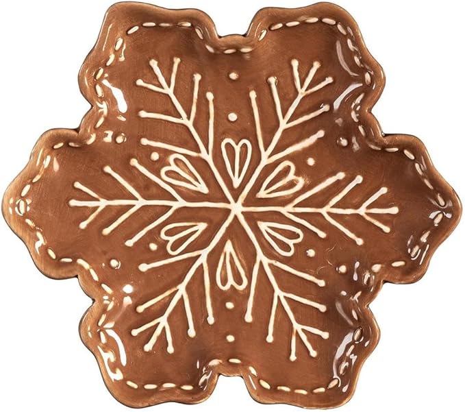 Embossed Ceramic Snowflake Appetizer Plate, 8" by Evergreen