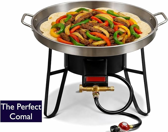 23" Stainless Steel Comal-Tacos Fry Bowl-Heavy Duty Concave Wok-Fajitas Pan