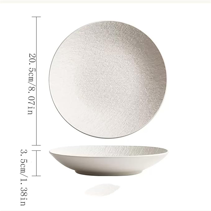 Party Supplies Fruit Tray Household Deep Plate Ceramic Salad Bowl Soup Plate White Rock Dish Household Kitchen Restaurant Plate Round Frosted Dining Plate Party Plates ( Color : A , Size : 8.07in )