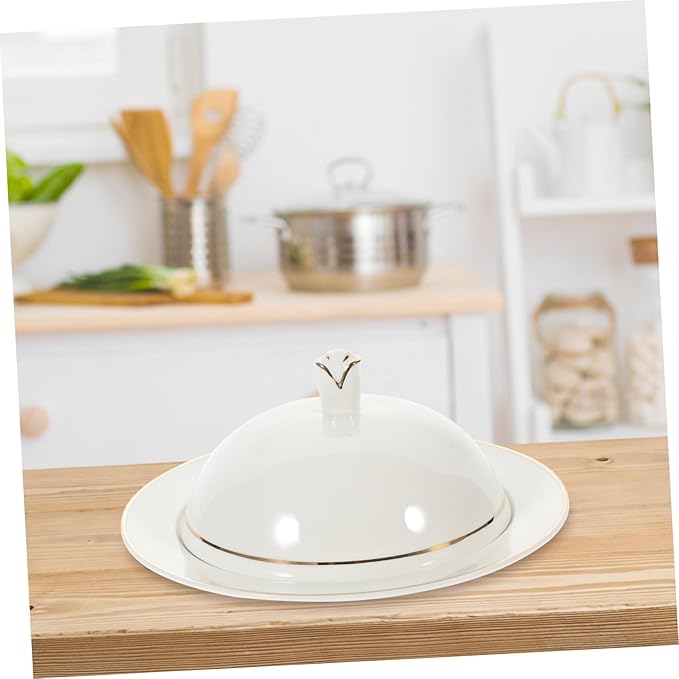 OUNONA Household Ceramic Plate Lid Dinner Plate Smooth Edges for Versatile Use