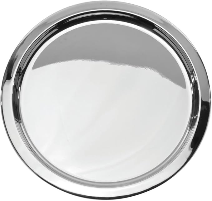 HUBERT Serving Tray Round Silver Stainless Steel - 20" Dia x 3/4" H