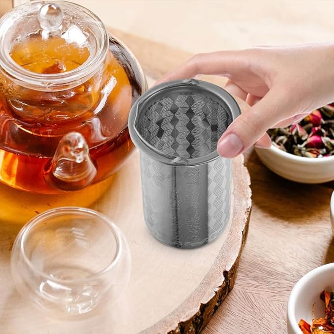 PRETYZOOM Stainless Steel Tea Infuser Basket with Handle 3.5 Inch Compact Replacement Filter for Loose Leaf Tea Brewing in Teapots and Cups