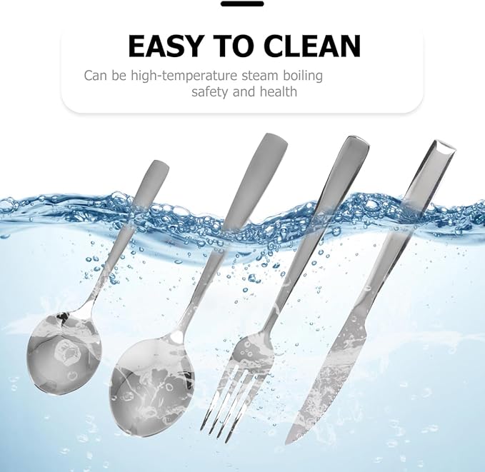 Tofficu Dinner Flatware Set 316 Stainless Steel Utensil Set Silverware Forks and Spoons Silver Dishwasher Safe Tableware for Daily Use and Parties