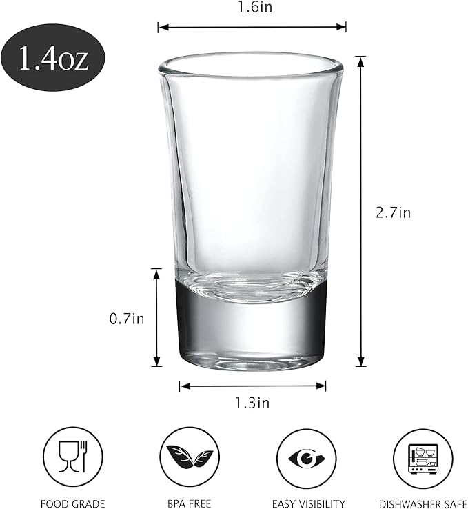 Crazystorey 40 Pack Heavy Base Shot Glasses, 1.4oz Whiskey Shot Glass Set Small Glass Cups for Liqueur Spirits Bar Party Favor Housewarming Gift