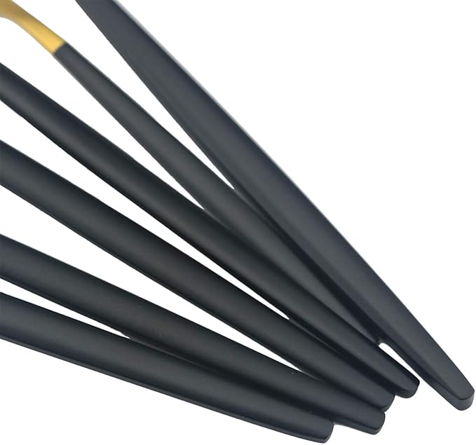 60-Piece Modern Matte Silverware Set, Uniturcky 304 Stainless Steel Flatware Cutlery Set, Elegant Kitchen Utensils Service For 12, Includes Dinner Knives/Spoons/Forks,Black Gold Satin Finish