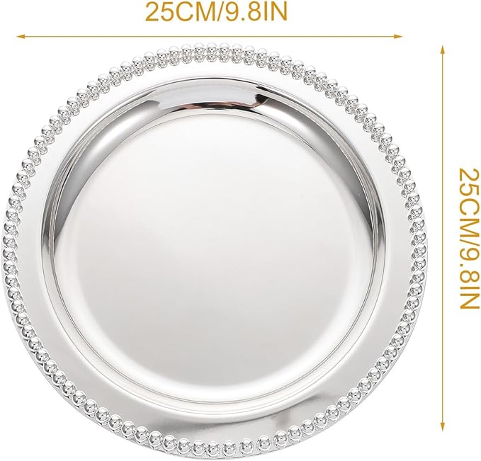 Garneck Metal Fruit Tray 25Cm Thickened Silver Serving Tray for Dried Fruits Dessert Cupcakes Household Snack Holder for Party Buffet and Home Decor