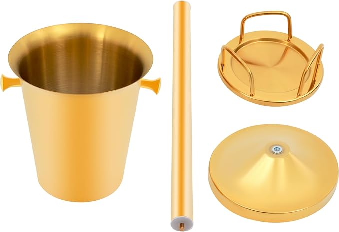 Modern Gold Party Ice Bucket 1.32Gal Stainless Steel Standing Ice Bucket with Stand for Home Parties Weddings Outdoor Events