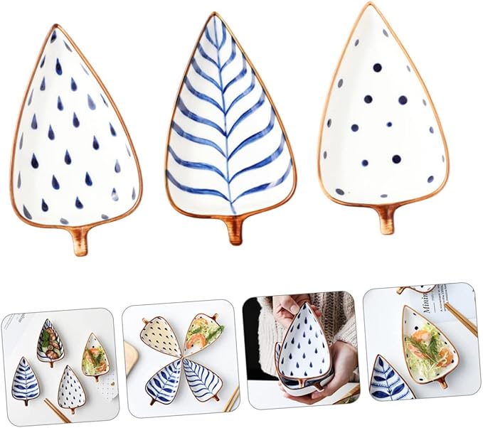 Sosoport 3pcs Ceramic Mini Sauce Dish Set Colorful Glazed Kitchen Appetizer Plates Food Sauce Dishes for Entertaining Dishwasher Safe Random Style