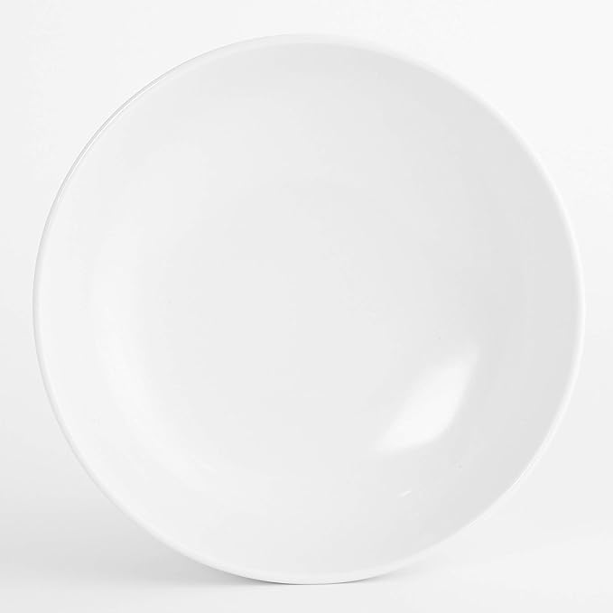 Euro Ceramica Essentials Large Bistro Bowls Set of 4 Dinnerware and Serveware for Serving Pasta Fruits Salads, Solid Semi-Matte White