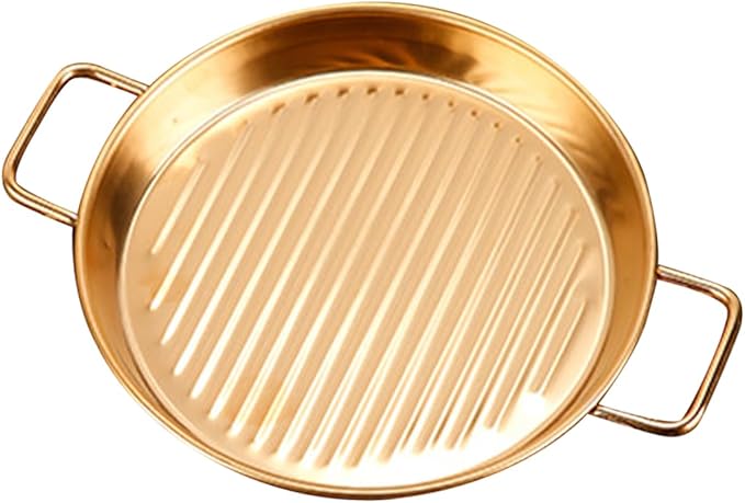 PRETYZOOM Stainless Steel Snack Tray with Handles Striped Food Serving Tray for Fried Chicken and Fries Metal Serving Plate for Parties and Gatherings