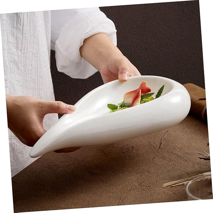 GLEAVI Irregular Ceramic Appetizer Plate 1-Piece Food Serving Dish Deep Bowl Plate for Fruits Nuts and Snacks for Parties and Restaurants
