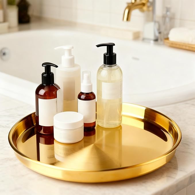 Gold Round Serving Tray, 12", 1 Pack