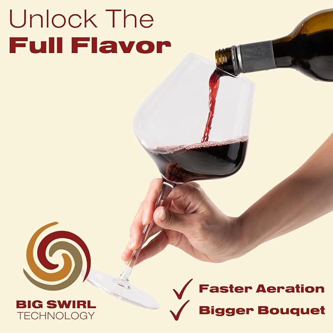 Balthazar Giant Wine Glass - Premium Crystal Wine Glasses Set of 2 - Fits Entire 750 ml Bottle